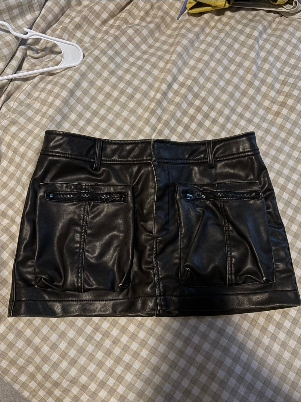 Zara Black Faux Leather Mini Skirt with Zipper Pockets Size M